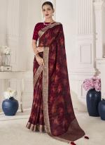 Viscose Silk Red Party Wear Weaving Saree